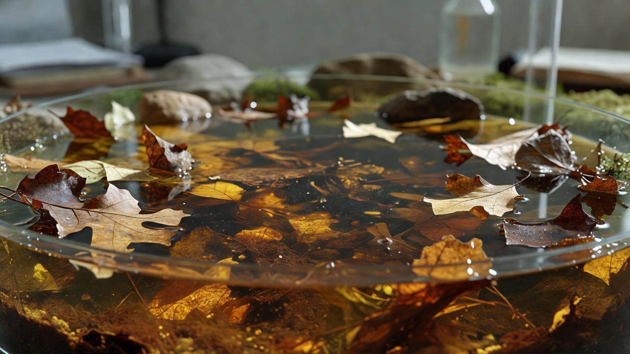 Microbial Breakdown Processes Leading to Amber Coloration in Small Enclosed Water Bodies